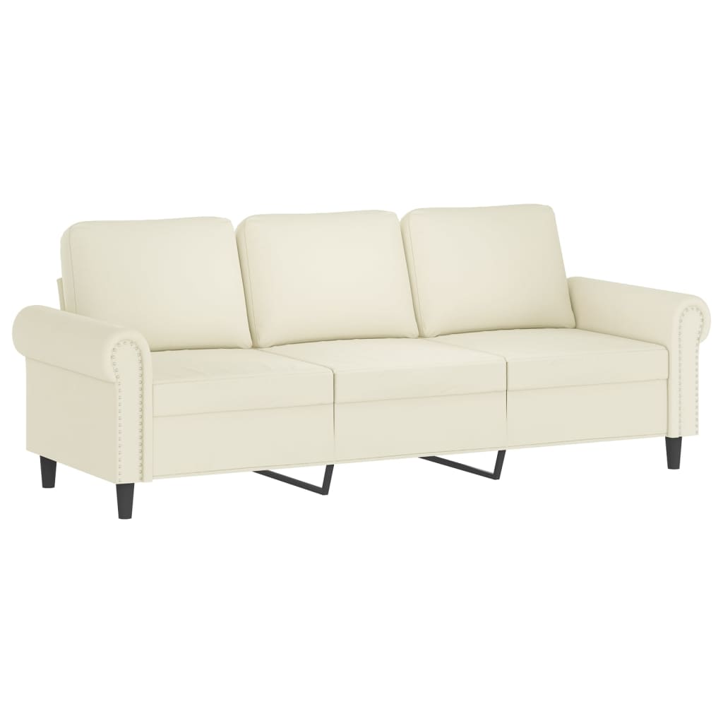 2 Pcs conjunto de sofás com almofadas veludo cor creme