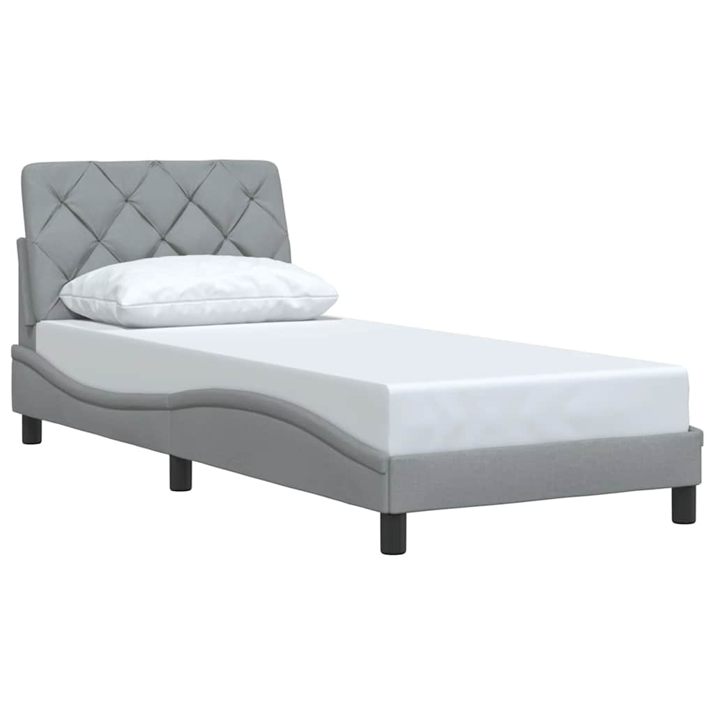 Estrutura de cama sem colchão 90x190 cm tecido cinzento-claro