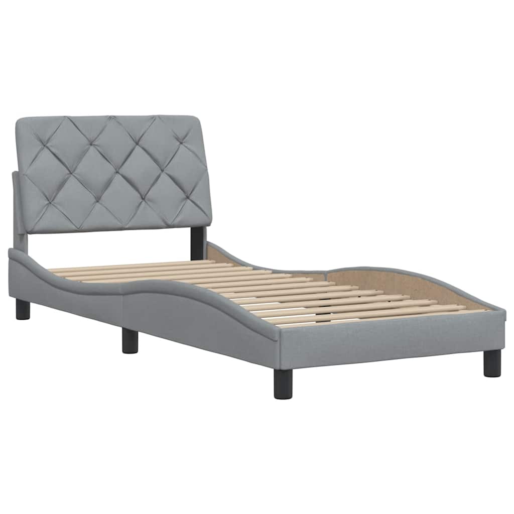Estrutura de cama sem colchão 90x190 cm tecido cinzento-claro