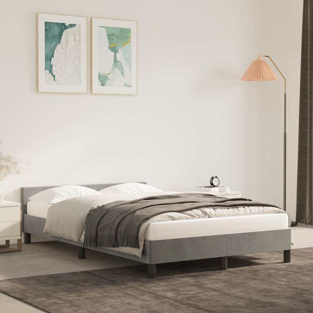 Estrutura de cama sem colchão 120x200 cm veludo cinzento-claro