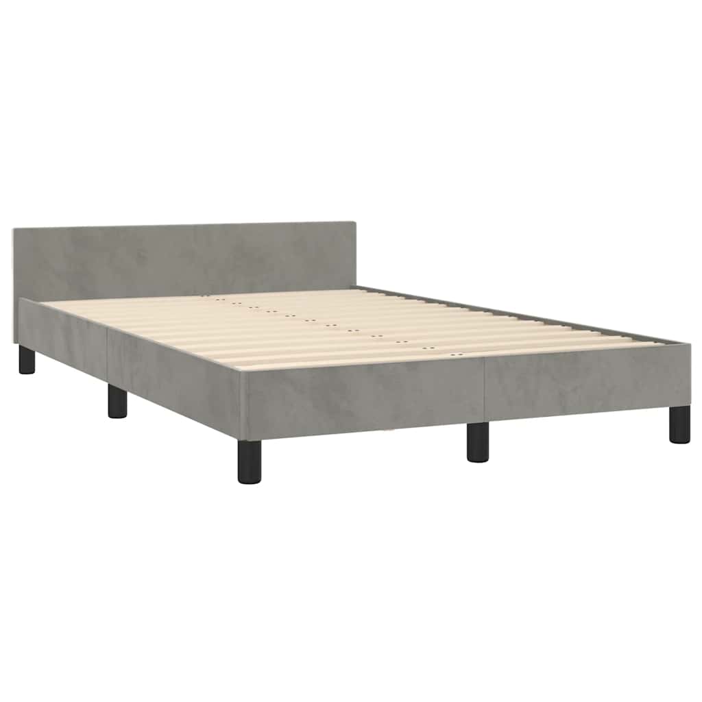 Estrutura de cama sem colchão 120x200 cm veludo cinzento-claro