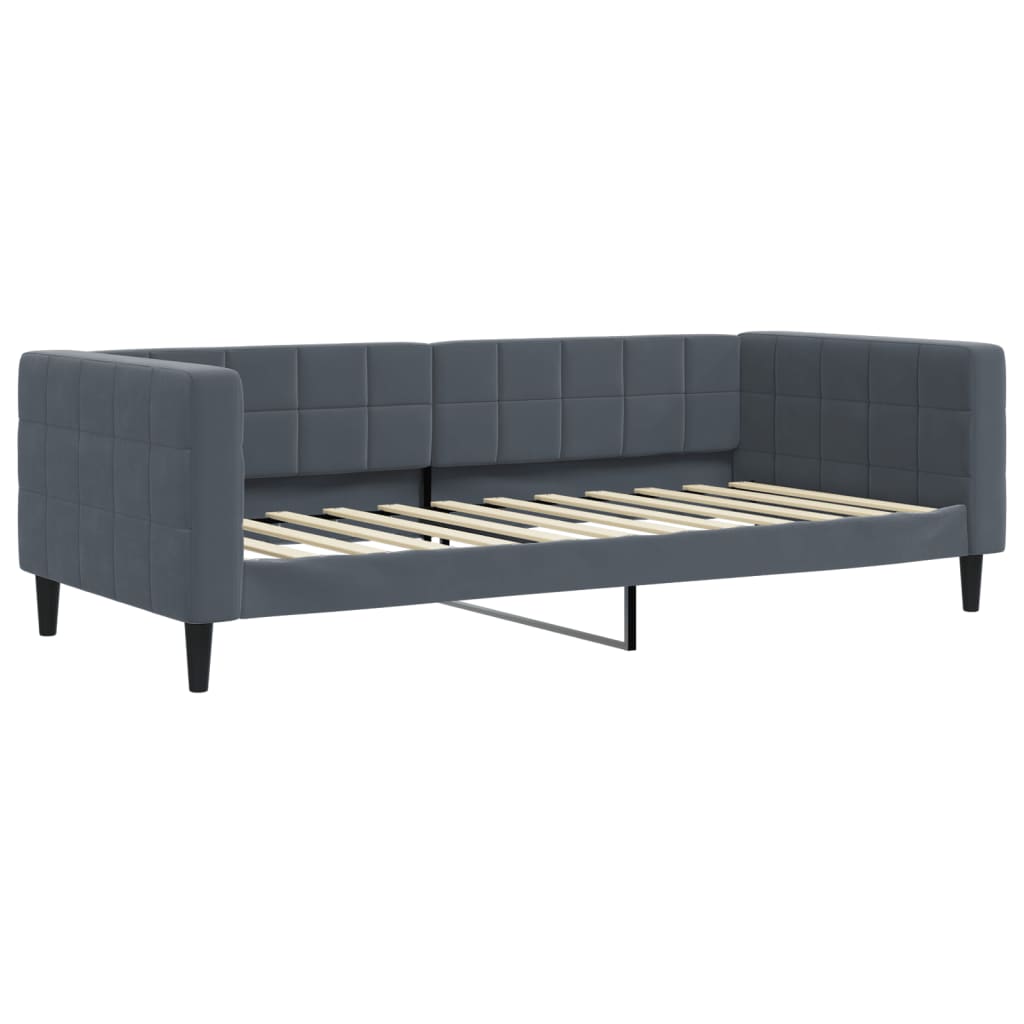 Sofá-cama com colchão 90x200 cm veludo cinzento-escuro