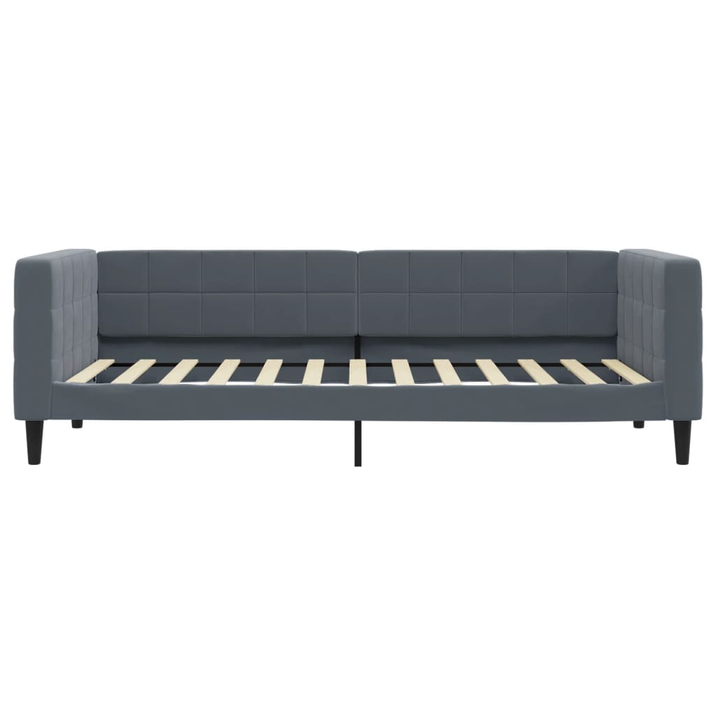 Sofá-cama com colchão 90x200 cm veludo cinzento-escuro