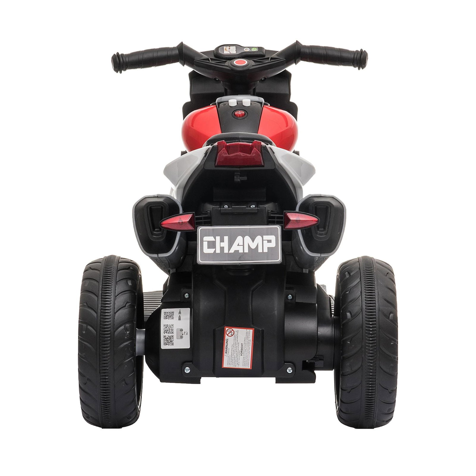 Motocicleta elétrica infantil com 3 rodas para crianças acima de 3 anos triciclo com pedal para crianças bateria 6v com luzes música pneus largos 86x42x52cm vermelho e preto
