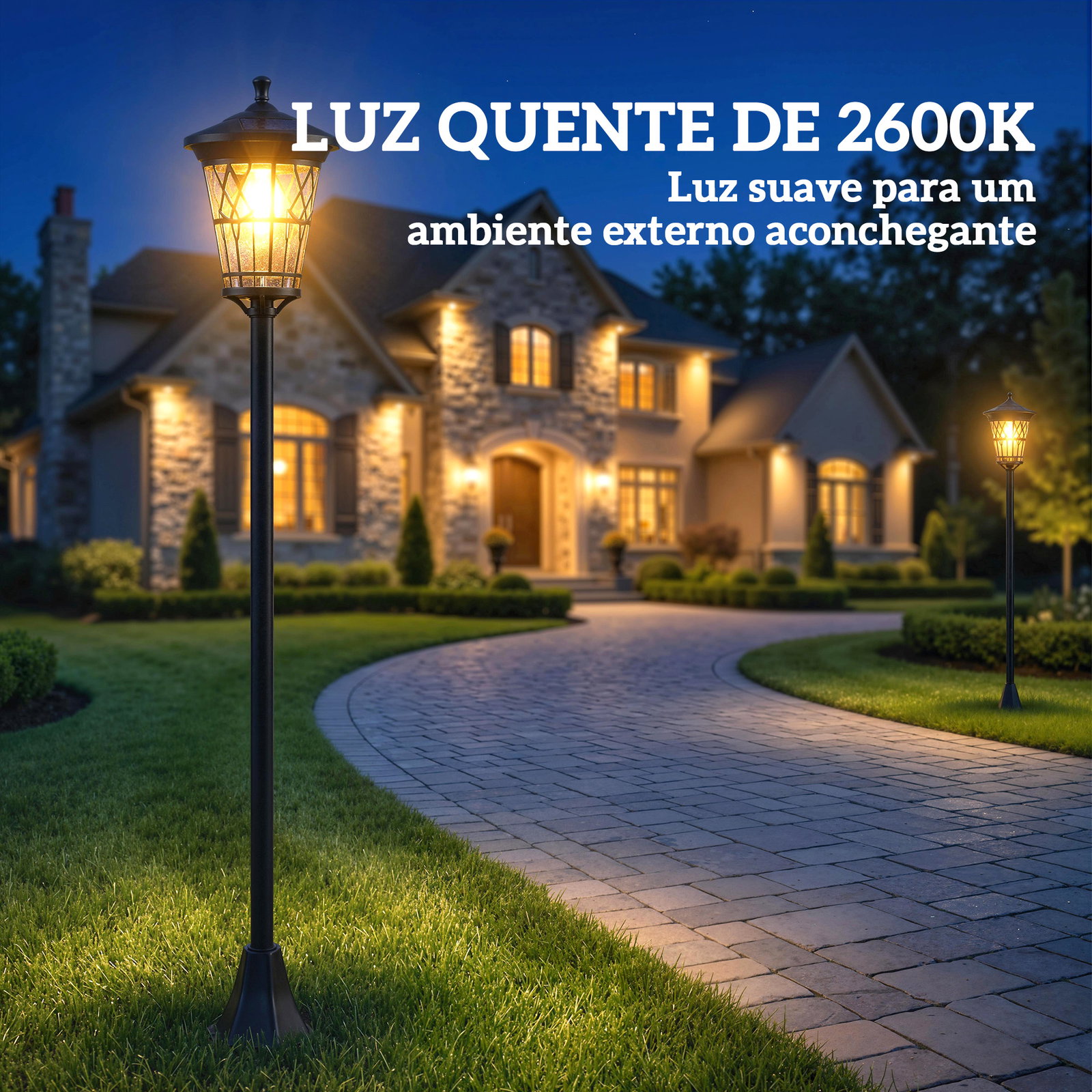Conjunto de 2 candeeiros solares de jardim com altura ajustável, 2 modos de brilho e IP44 impermeável para terraço e pátio, preto