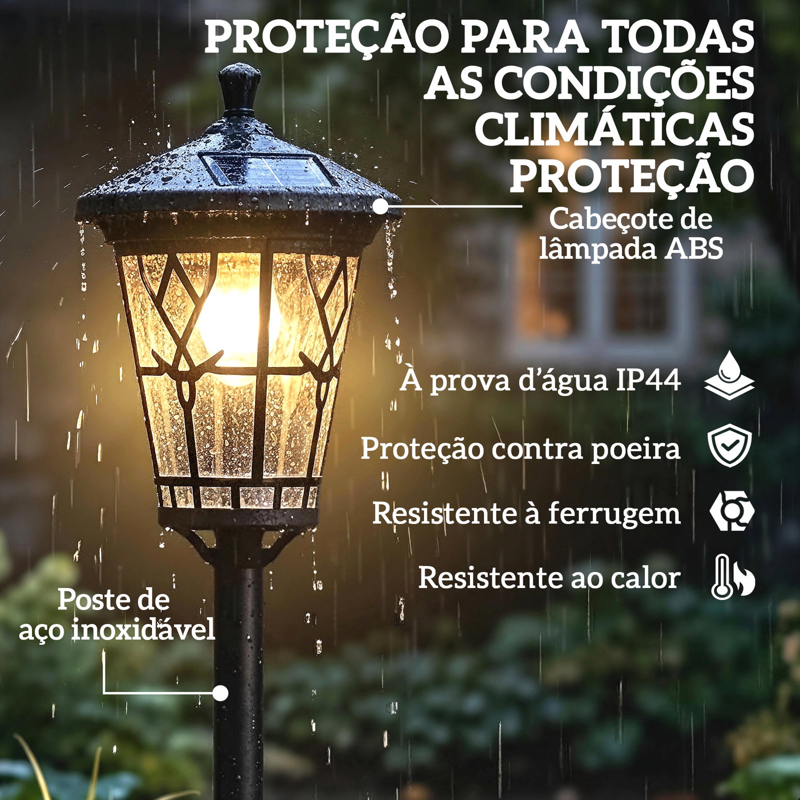 Conjunto de 2 candeeiros solares de jardim com altura ajustável, 2 modos de brilho e IP44 impermeável para terraço e pátio, preto