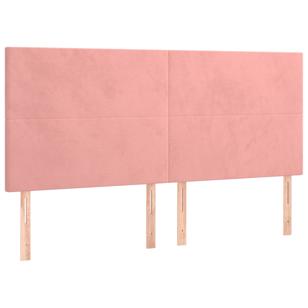 Cabeceira de cama c/ luzes LED veludo 200x5x118/128 cm rosa
