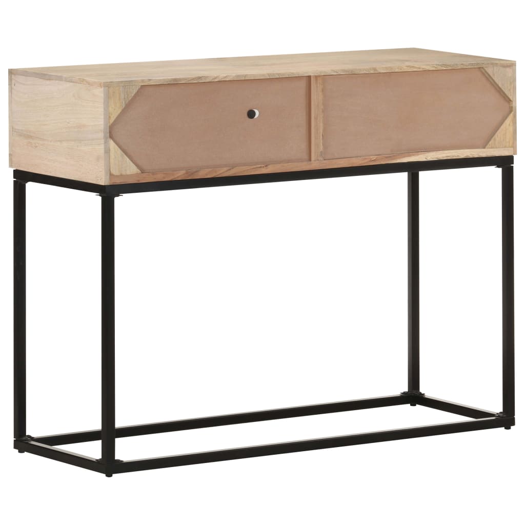 Mesa consola 100x35x76 cm mangueira maciça e palha natural