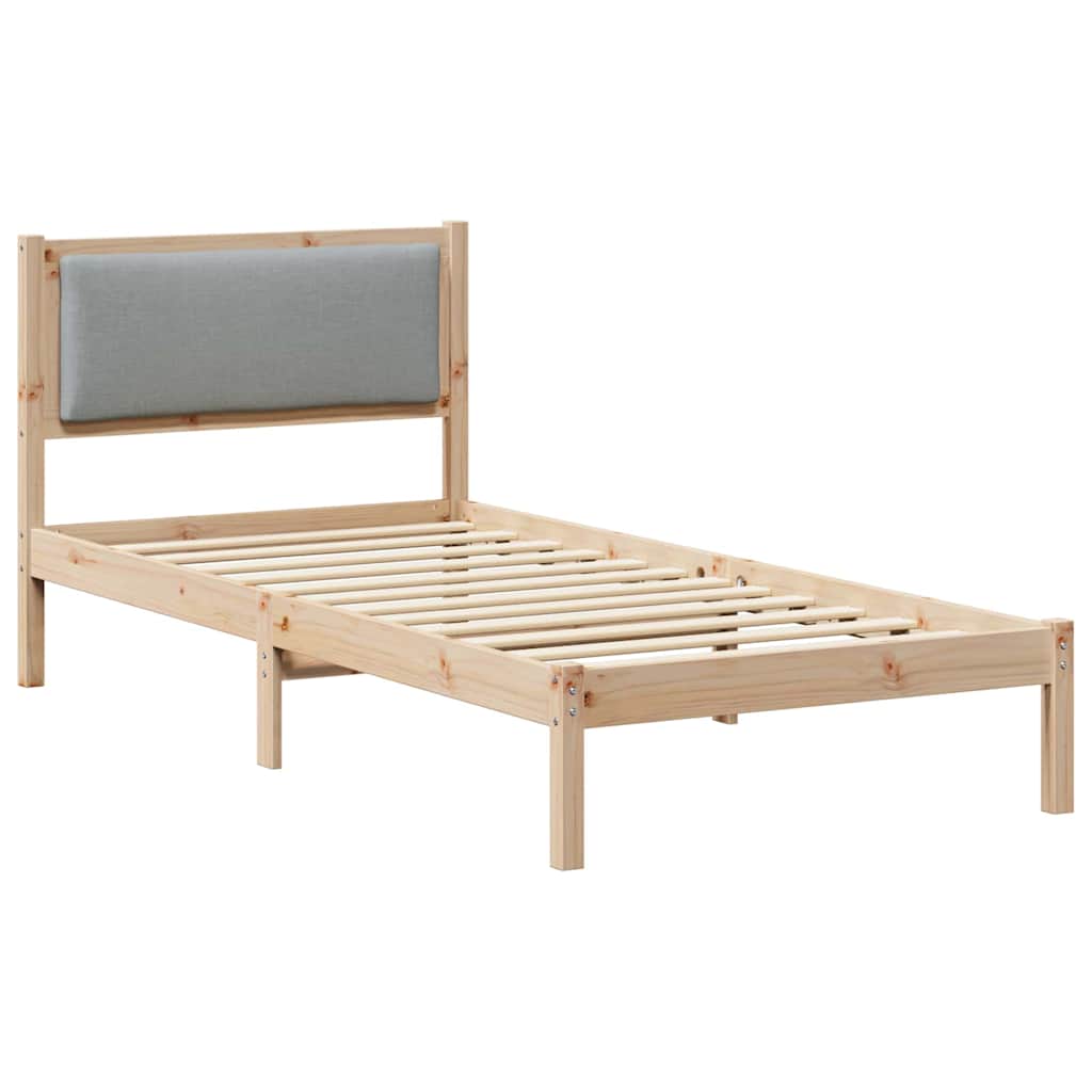Estrutura da cama com cabeceira cinzento-claro 100 x 200 cm