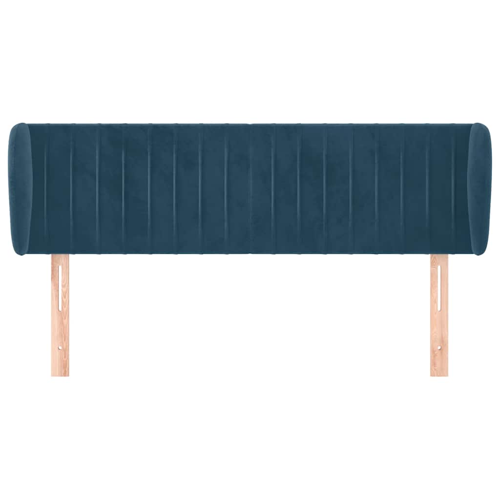 Cabeceira de cama c/ abas veludo 147x23x78/88cm azul-escuro