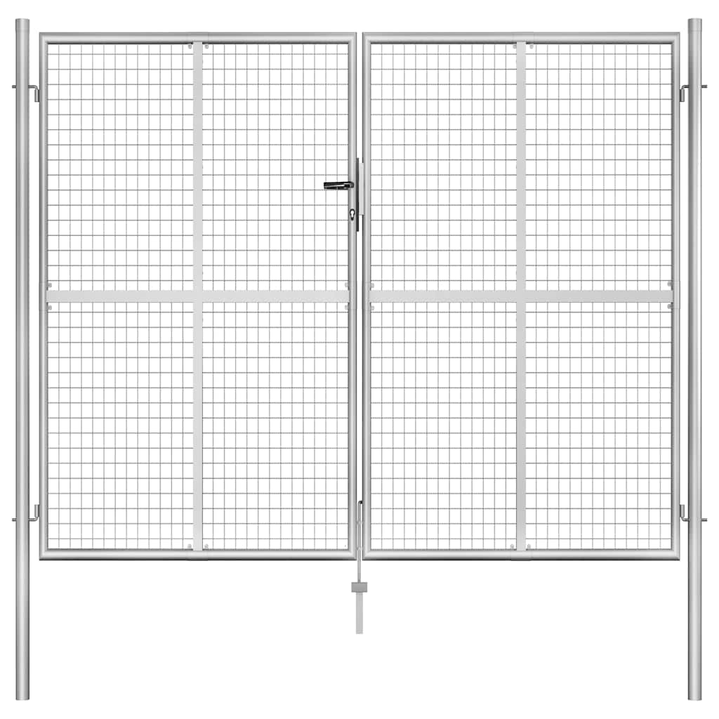 Portão de jardim em aço galvanizado 300x200 cm cor prata