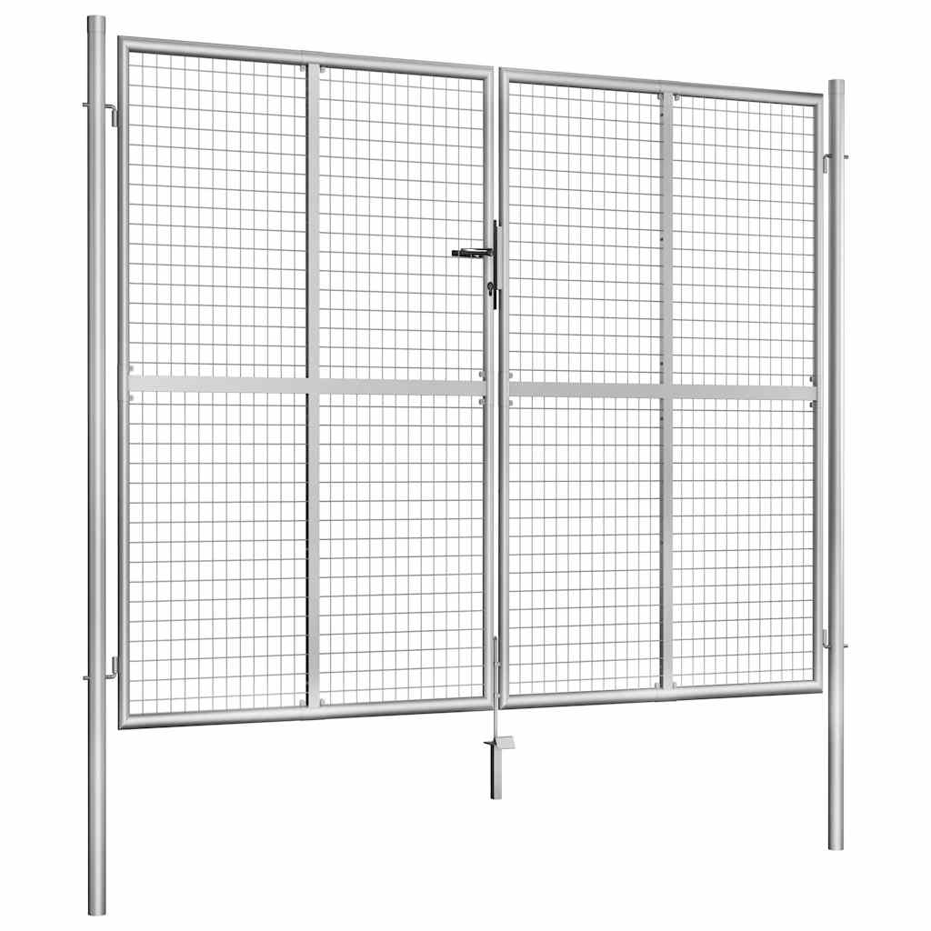 Portão de jardim em aço galvanizado 300x200 cm cor prata
