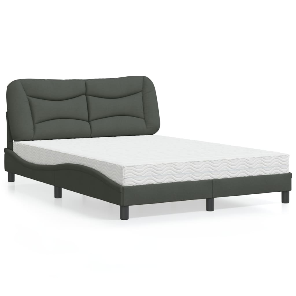 Cama com colchão hvar 140x190 cm tecido cinzento-escuro