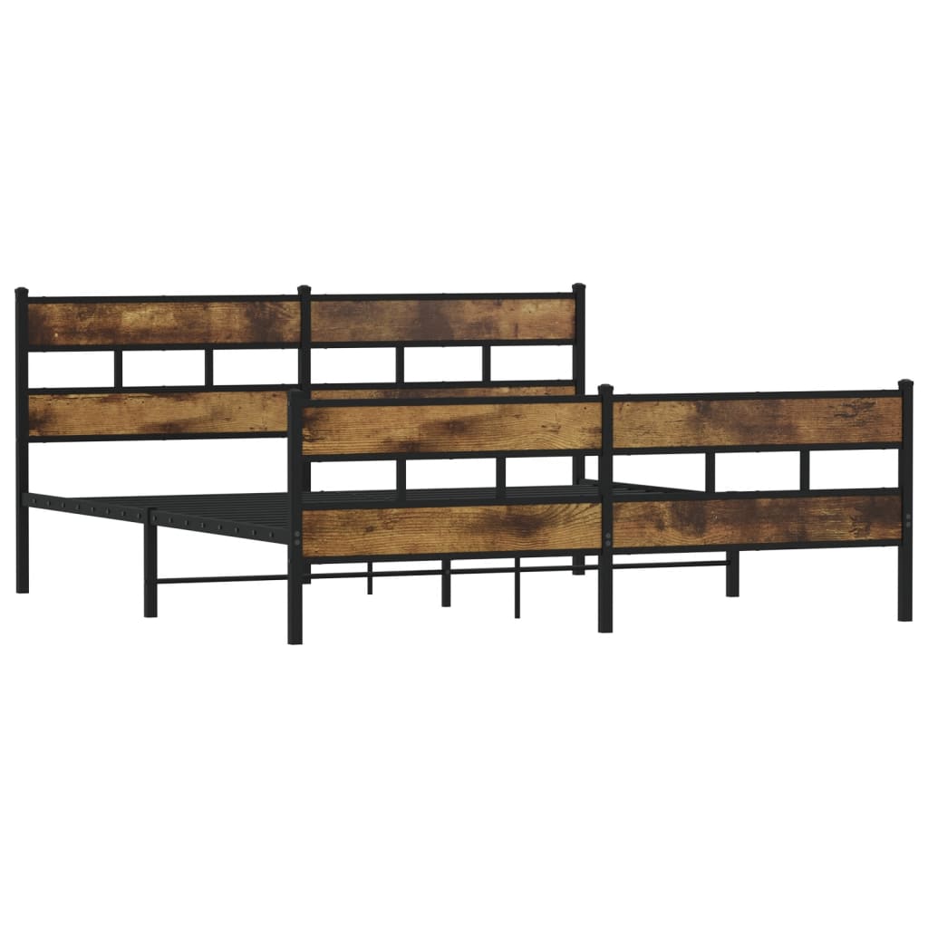 Estrutura de cama sem colchão 183x213cm metal carvalho fumado
