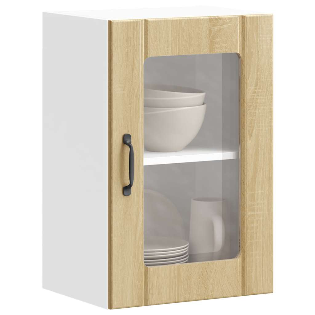 Armário de parede de cozinha porta vidro lucca carvalho sonoma