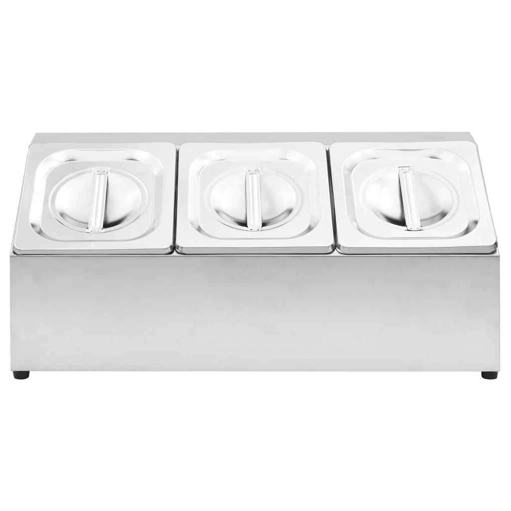 Suporte gastronorm c/ 3 recipientes gn 1/6 aço inoxidável