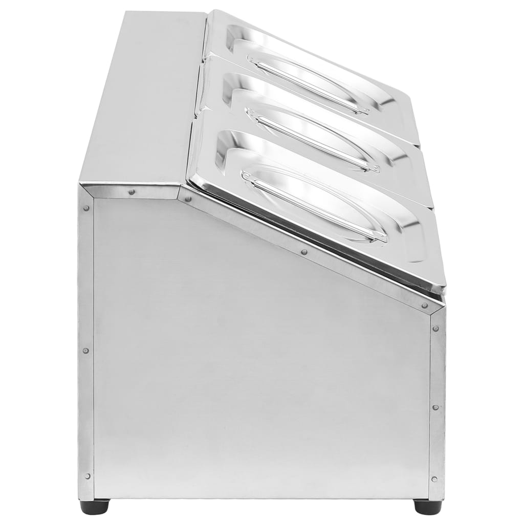 Suporte gastronorm c/ 3 recipientes gn 1/6 aço inoxidável