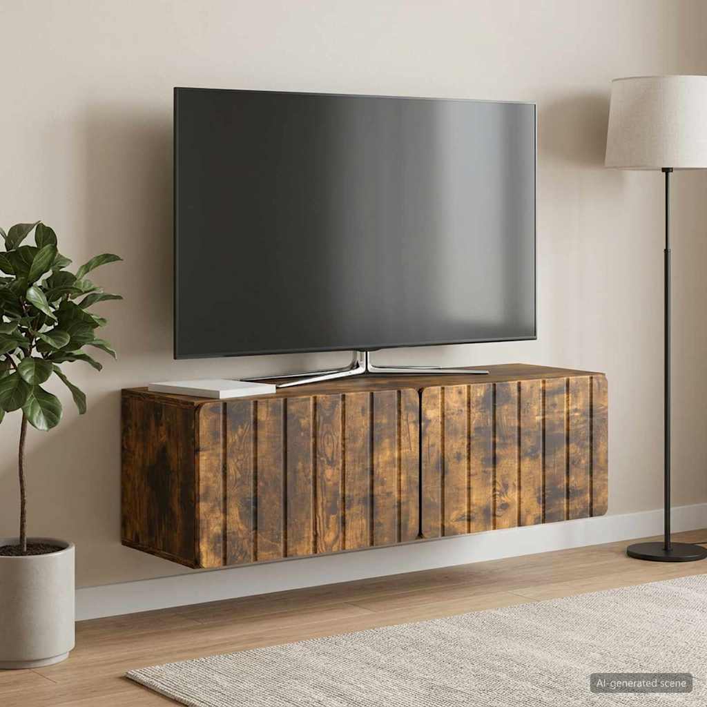 Gabinete de TV de parede 98 x 31 x 30 cm carvalho fumado