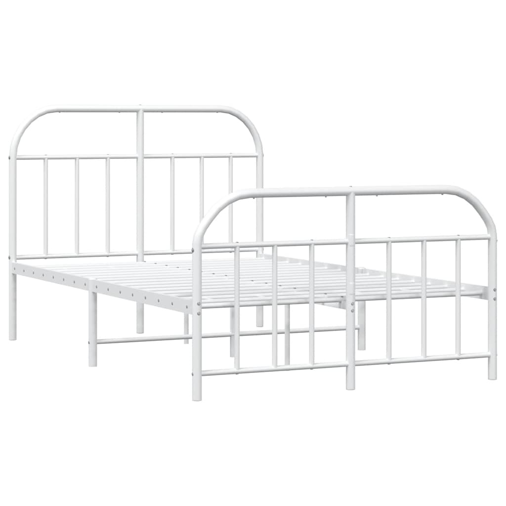 Estrutura de cama com cabeceira e pés 120x200 cm metal branco