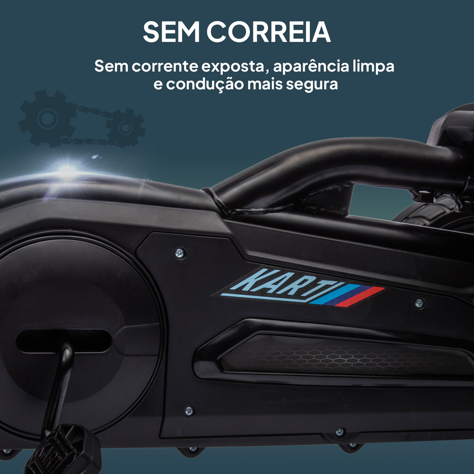 Kart a pedais para crianças com assento ajustável em 4 posições, travão de mão e rodas de eva 100x58x58,5 cm preto