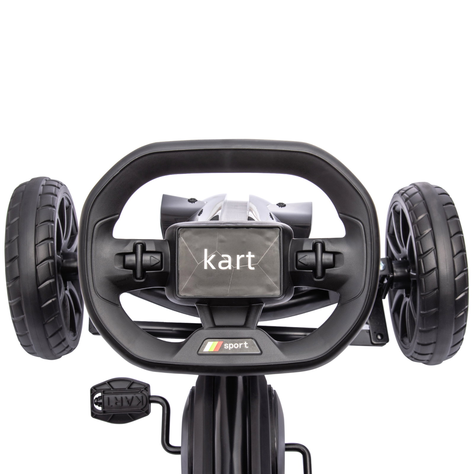 Kart a pedais para crianças com assento ajustável em 4 posições, travão de mão e rodas de eva 100x58x58,5 cm preto