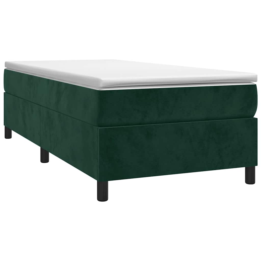 Estrutura de cama com molas 90x190 cm veludo verde-escuro