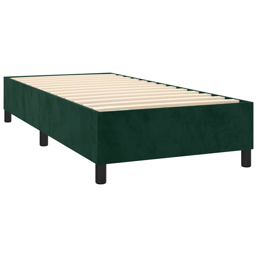 Estrutura de cama com molas 90x190 cm veludo verde-escuro