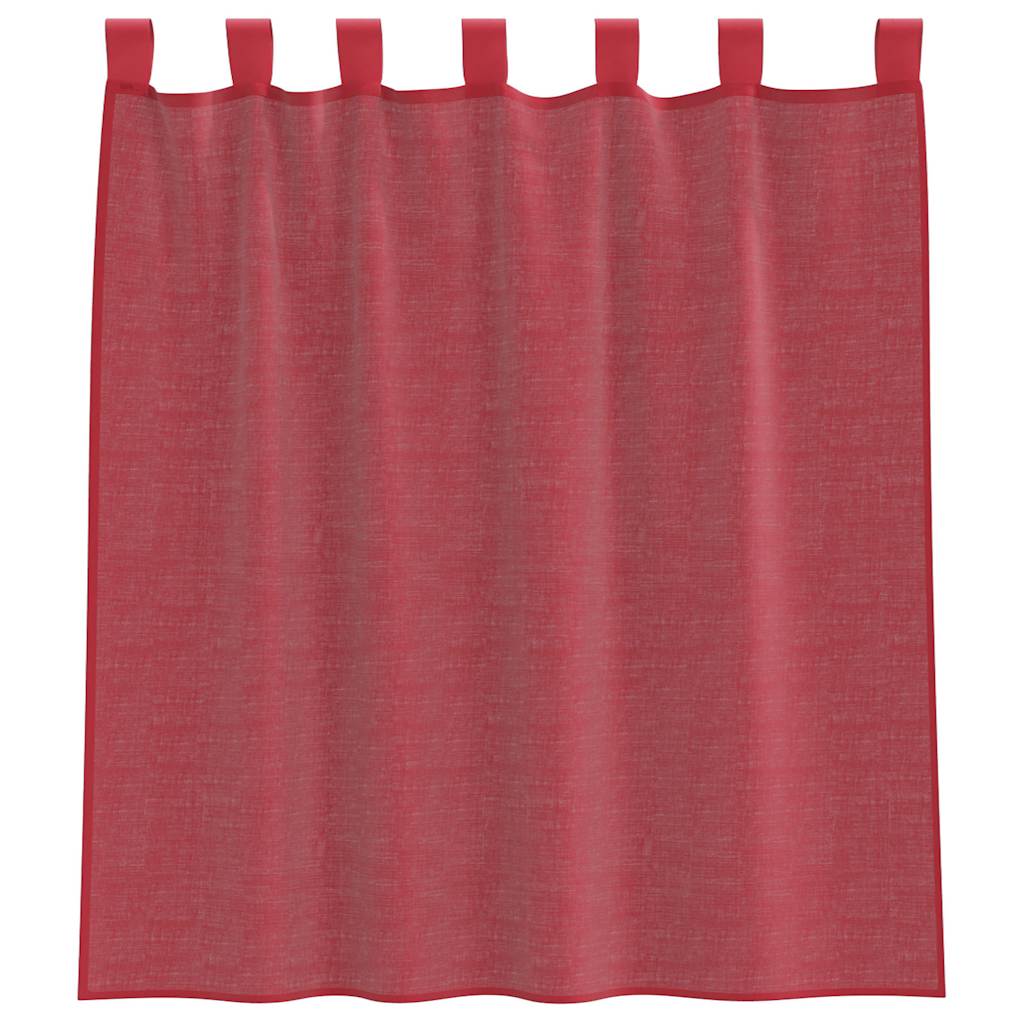 Cortinas de voile com laços 2 pcs vermelho tinto 140x140 cm