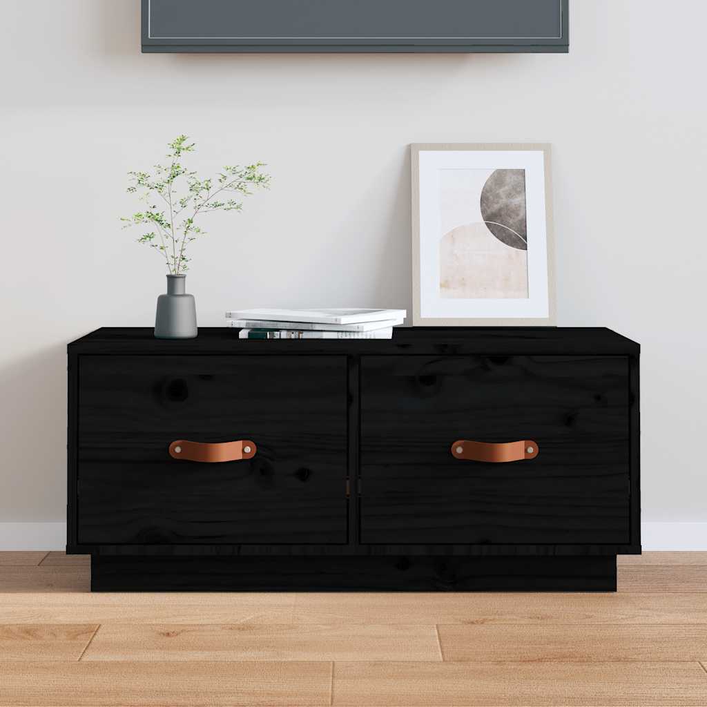 Móvel de TV 80x34x35 cm madeira de pinho maciça preto