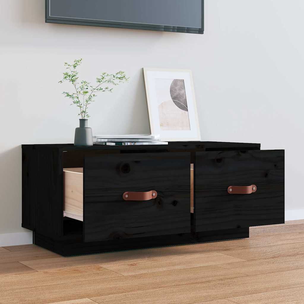 Móvel de TV 80x34x35 cm madeira de pinho maciça preto