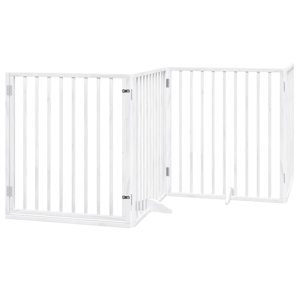 Portão p/ cães com porta dobrável 8 painéis 640 cm álamo branco