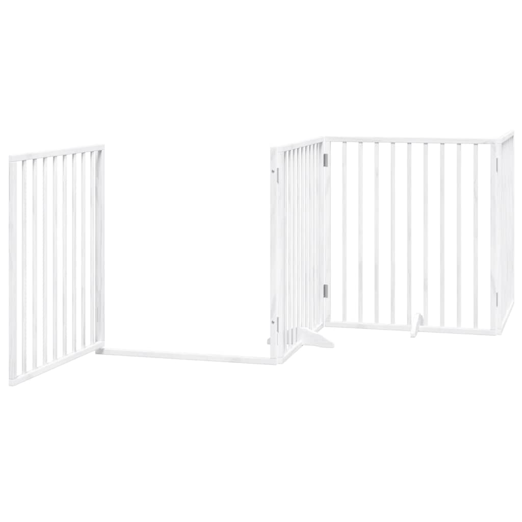 Portão p/ cães com porta dobrável 8 painéis 640 cm álamo branco