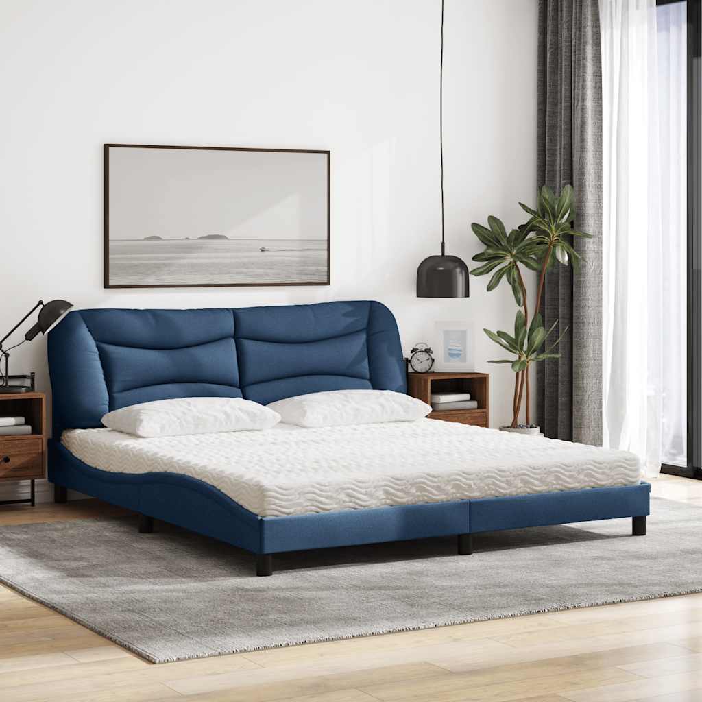 Cama com colchão hvar 180x200 cm tecido azul