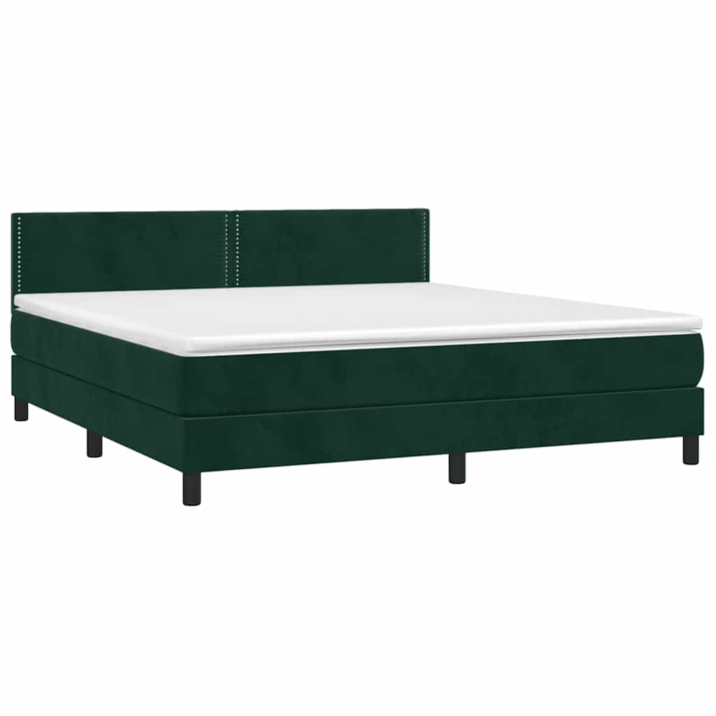 Cama com molas/colchão 180x200 cm veludo verde-escuro