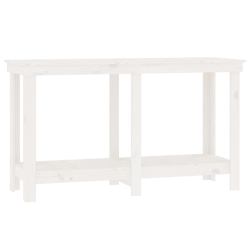 Banco de trabalho 140x50x80 cm pinho maciço branco