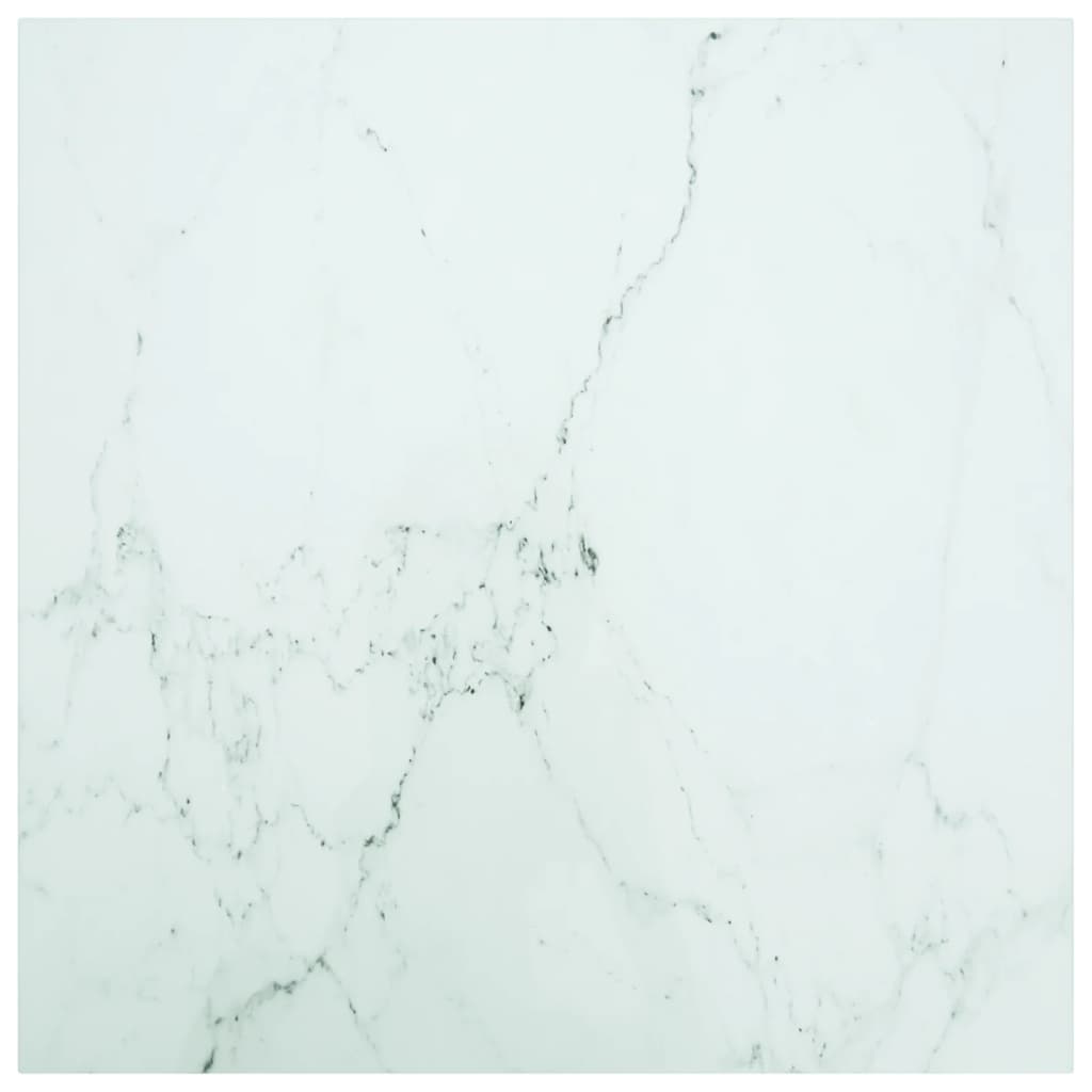 Tampo mesa 80x80 cm 6 mm vidro temperado design mármore branco