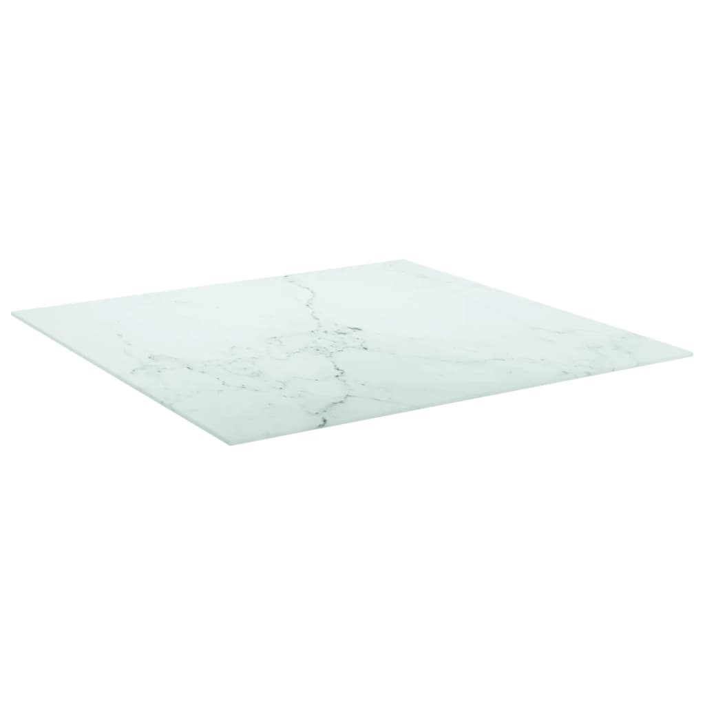 Tampo mesa 80x80 cm 6 mm vidro temperado design mármore branco