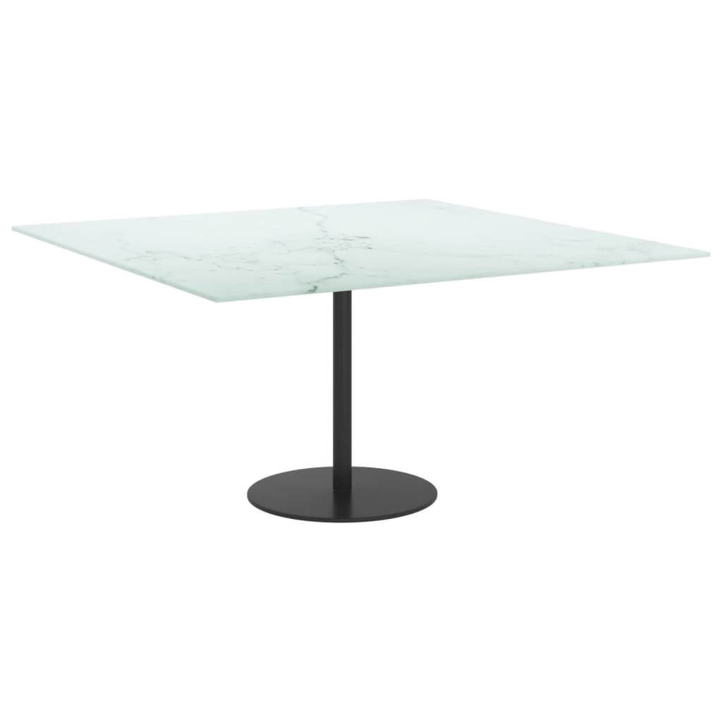 Tampo mesa 80x80 cm 6 mm vidro temperado design mármore branco