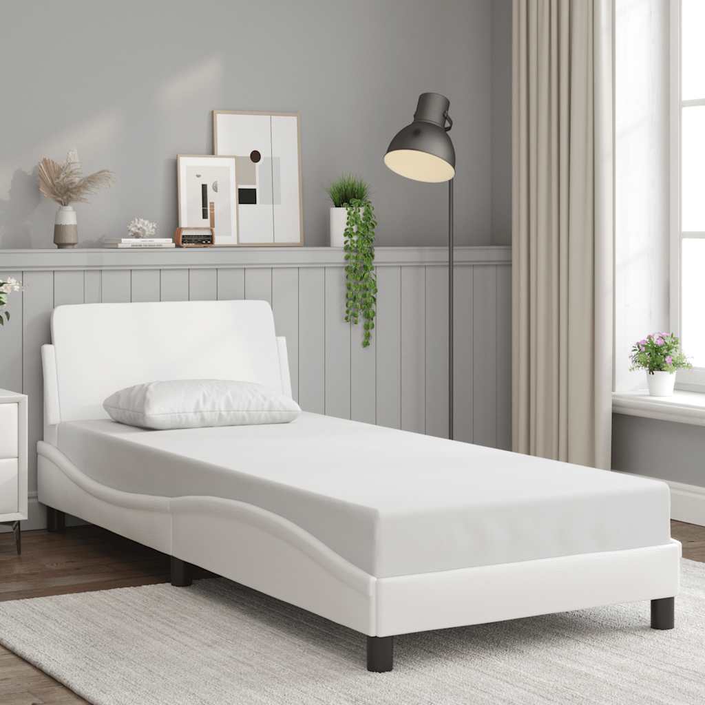 Estrutura de cama dover couro artificial 90x190cm branco