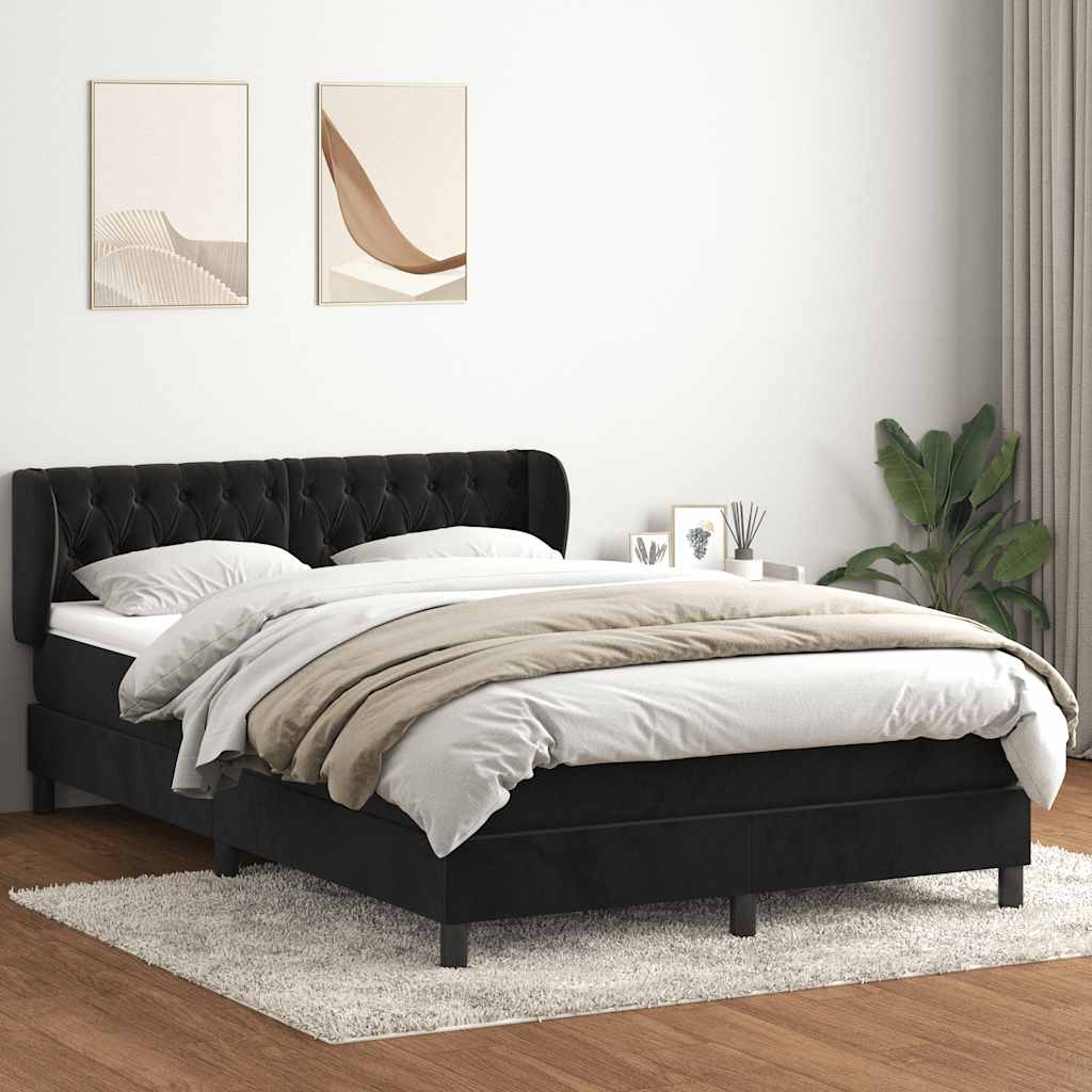 Cama com molas/colchão 160x210 cm veludo preto