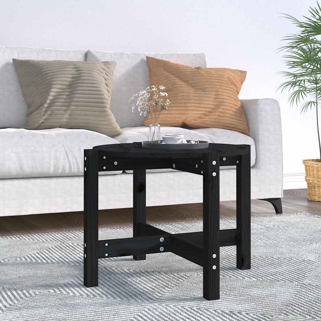 Mesa de centro ø 62,5x45 cm madeira de pinho maciça preto