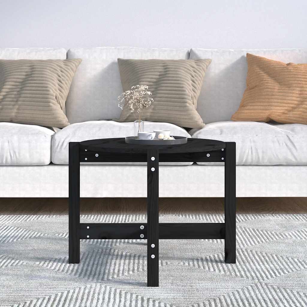 Mesa de centro ø 62,5x45 cm madeira de pinho maciça preto