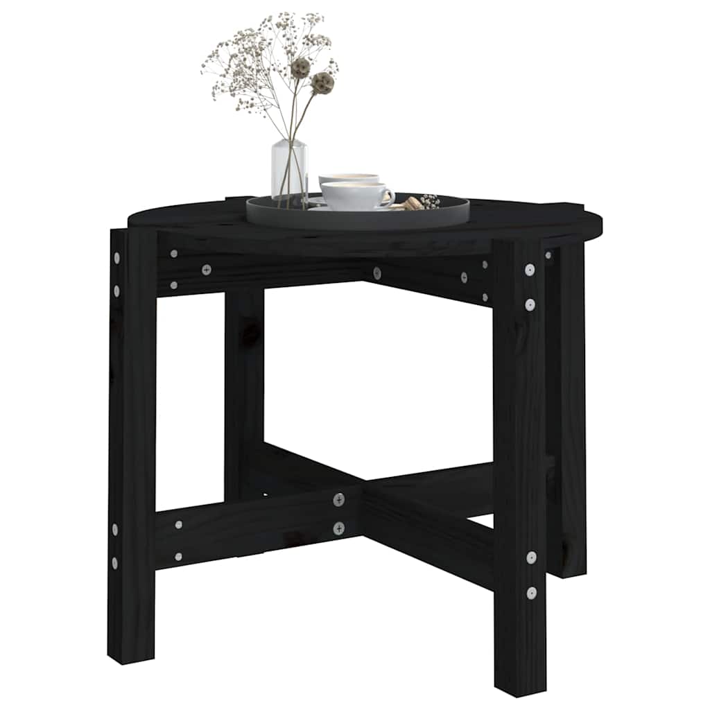 Mesa de centro ø 62,5x45 cm madeira de pinho maciça preto