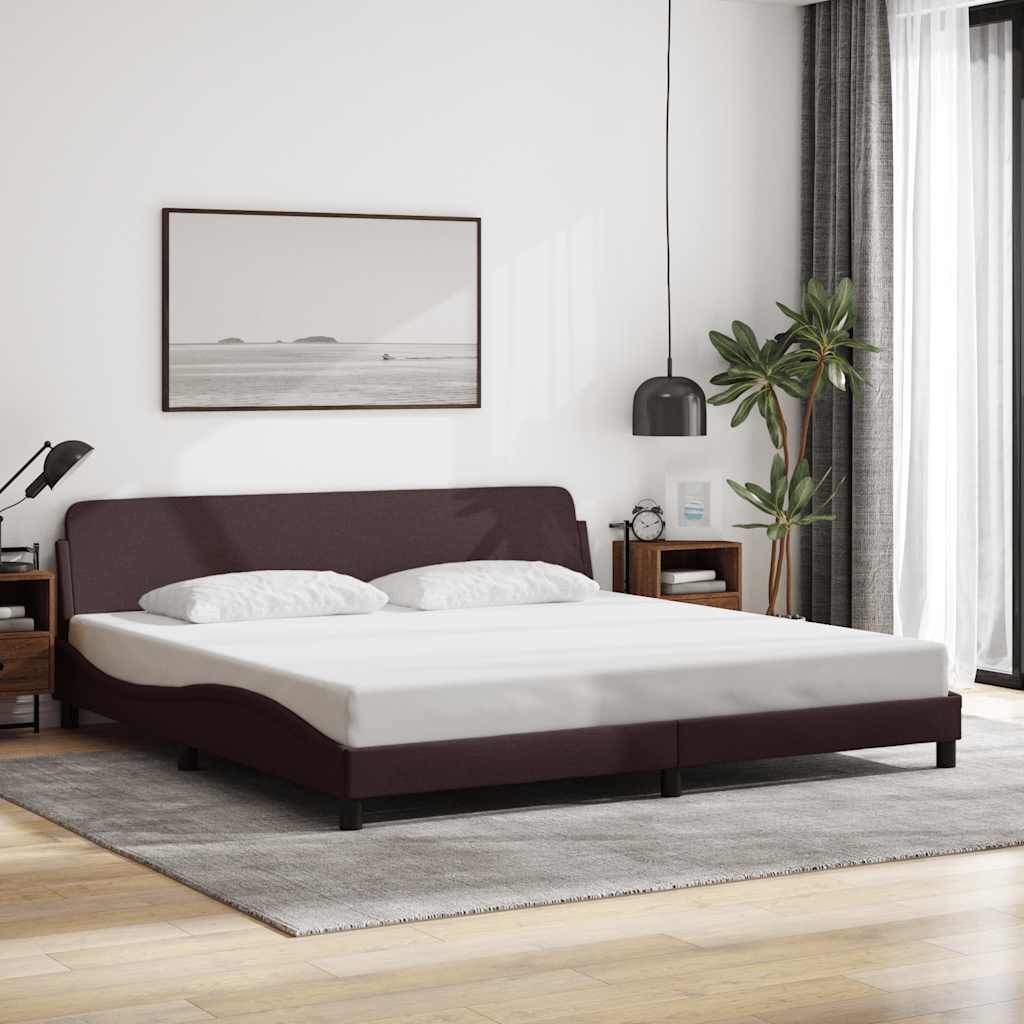 Estrutura de cama dover 200x200 cm tecido castanho-escuro
