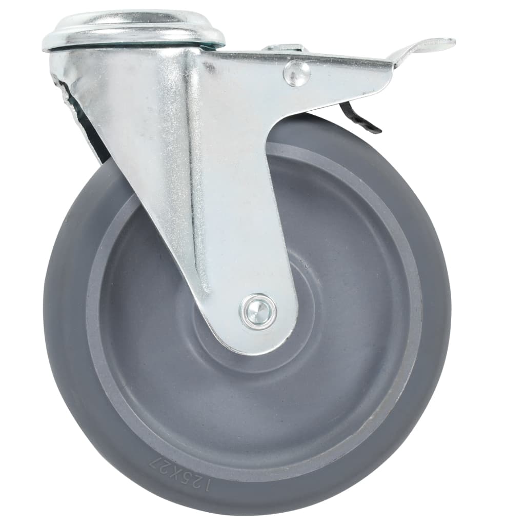 8 Pcs rodas giratórias com orifício para parafuso 125 mm