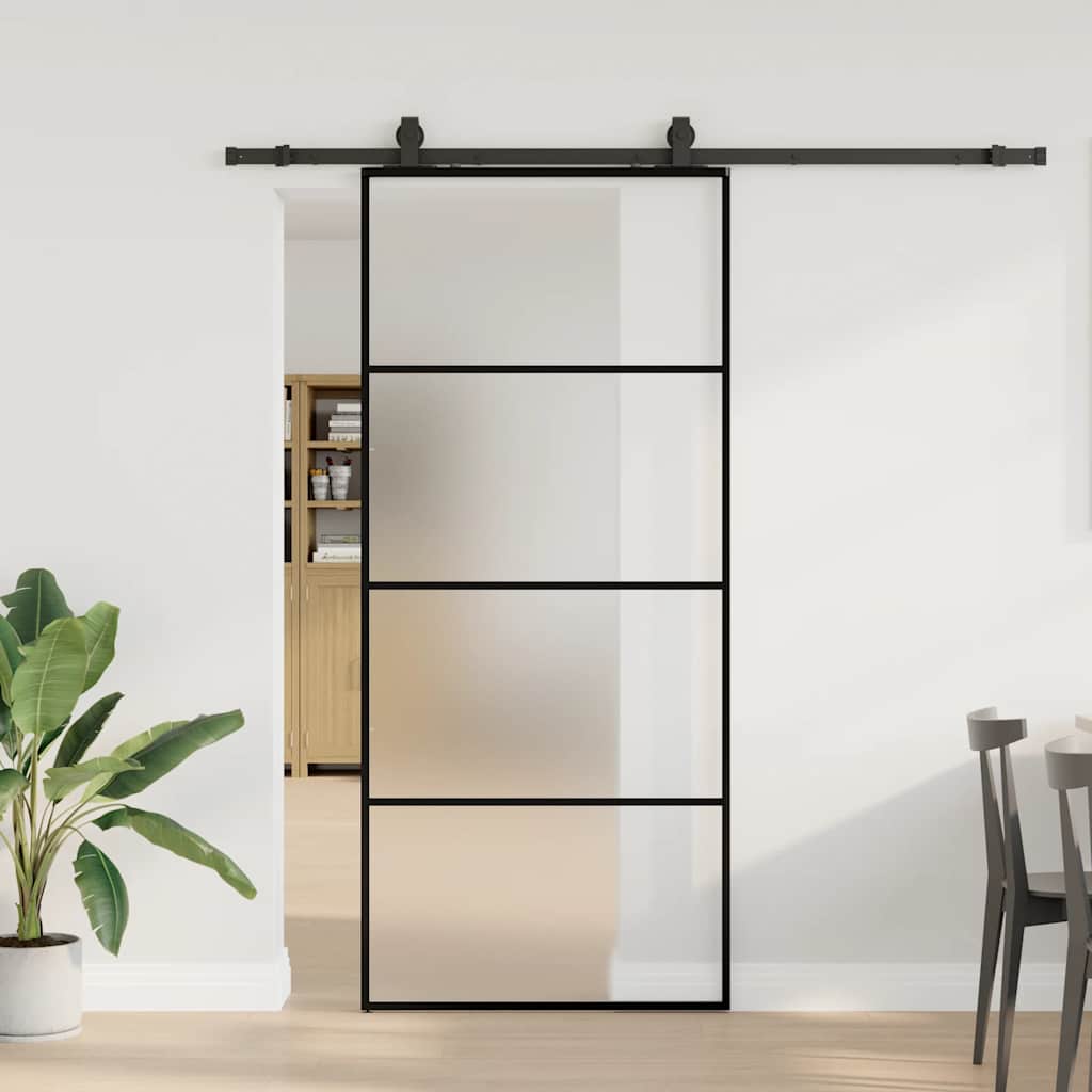 Porta deslizante c/ conj. ferragens 90x205cm vidro esg preto