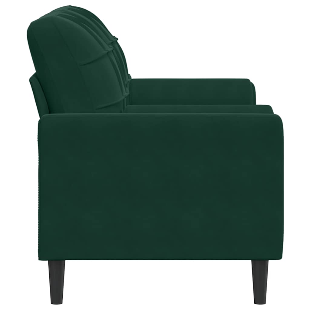Sofá 2 lug. c/ almofadas decorativas 140cm veludo verde-escuro