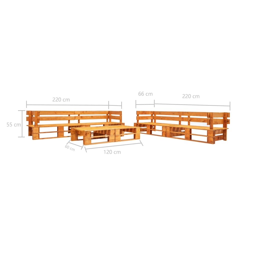 Sofás paletes jardim 6 pcs madeira castanho mel