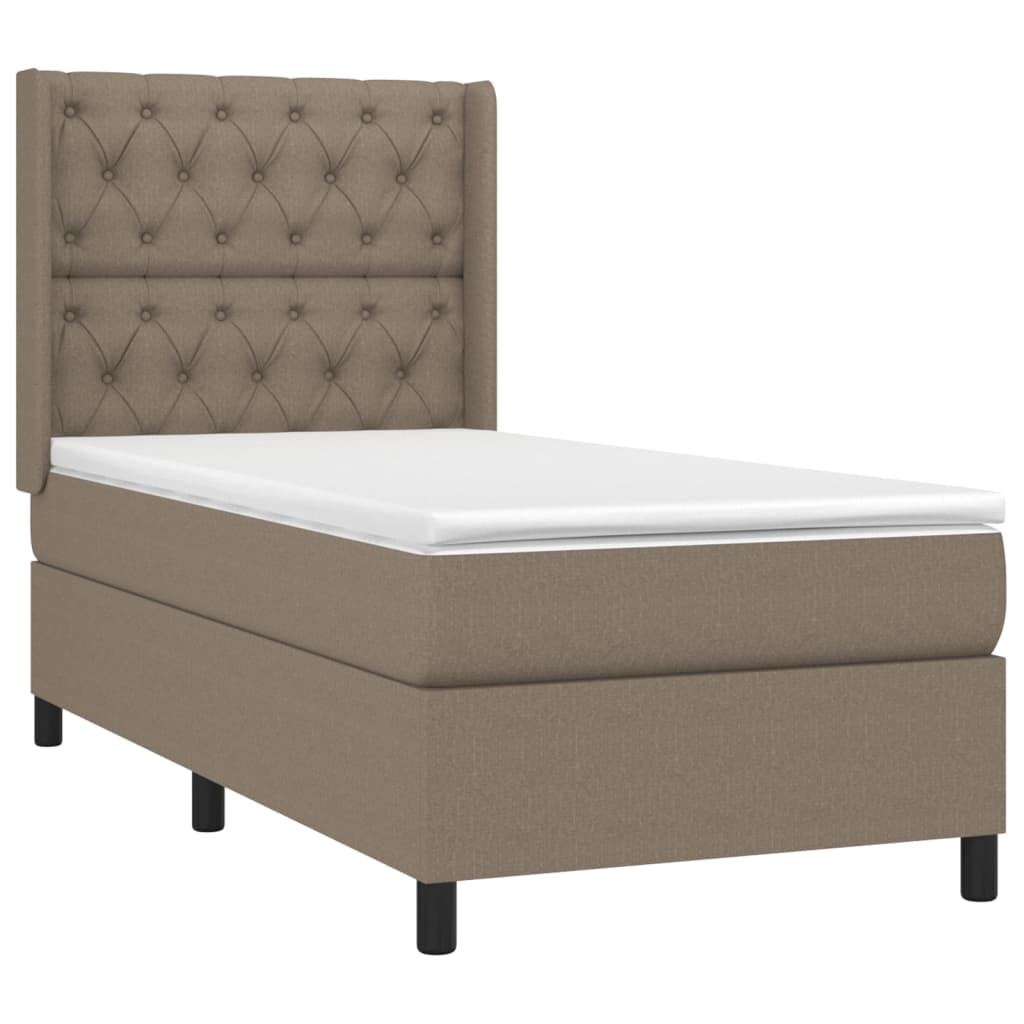 Cama box spring + colchão/LED 80x200cm tecido cinza-acastanhado