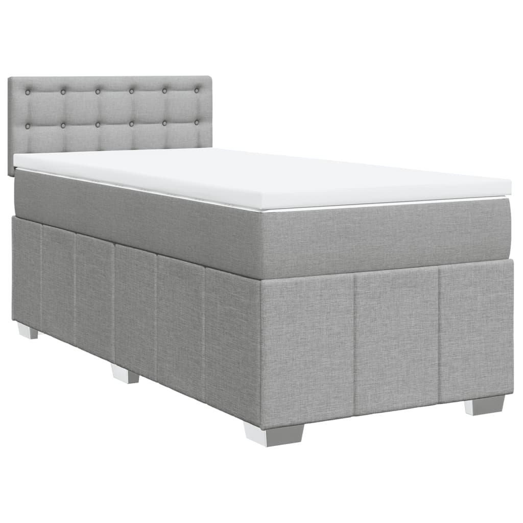 Cama com molas/colchão 100x200 cm tecido cinzento-claro